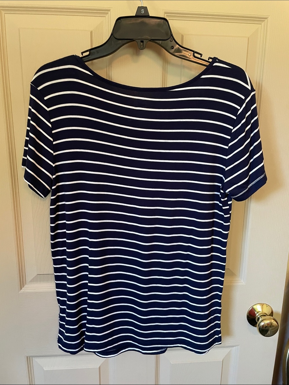 SO Navy and White Striped Lace-Up Short Sleeve Tee - Picture 2 of 2